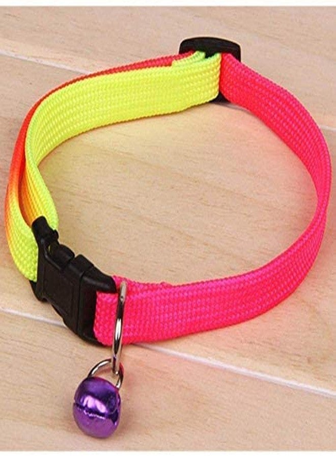 Pups&Pets طقم مقود وحزام قابل للتعديل من النايلون 15 مم للجراء من Pups&Pets + طوق بألوان قوس قزح مع جرس للجراء والكلاب الصغيرة - Image 2